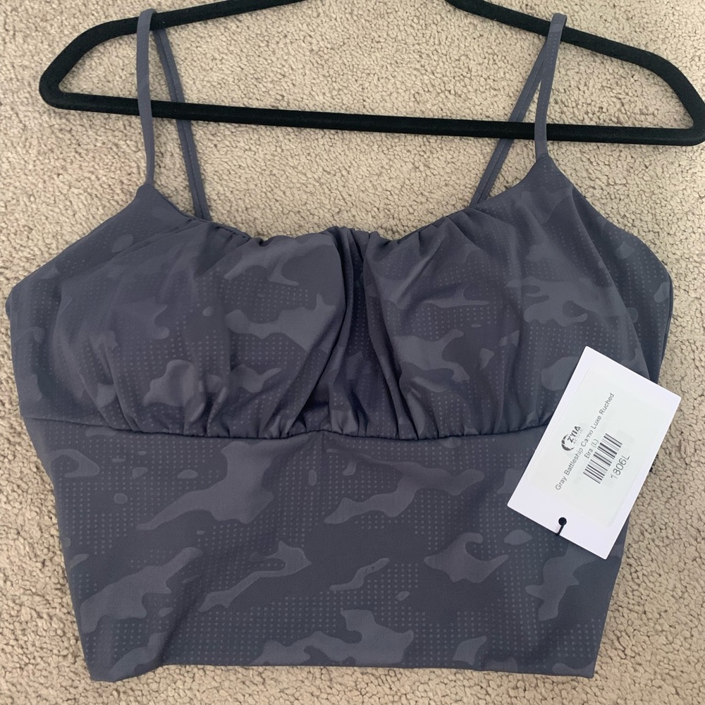ZYIA Gray Camo Longline Sports Bra